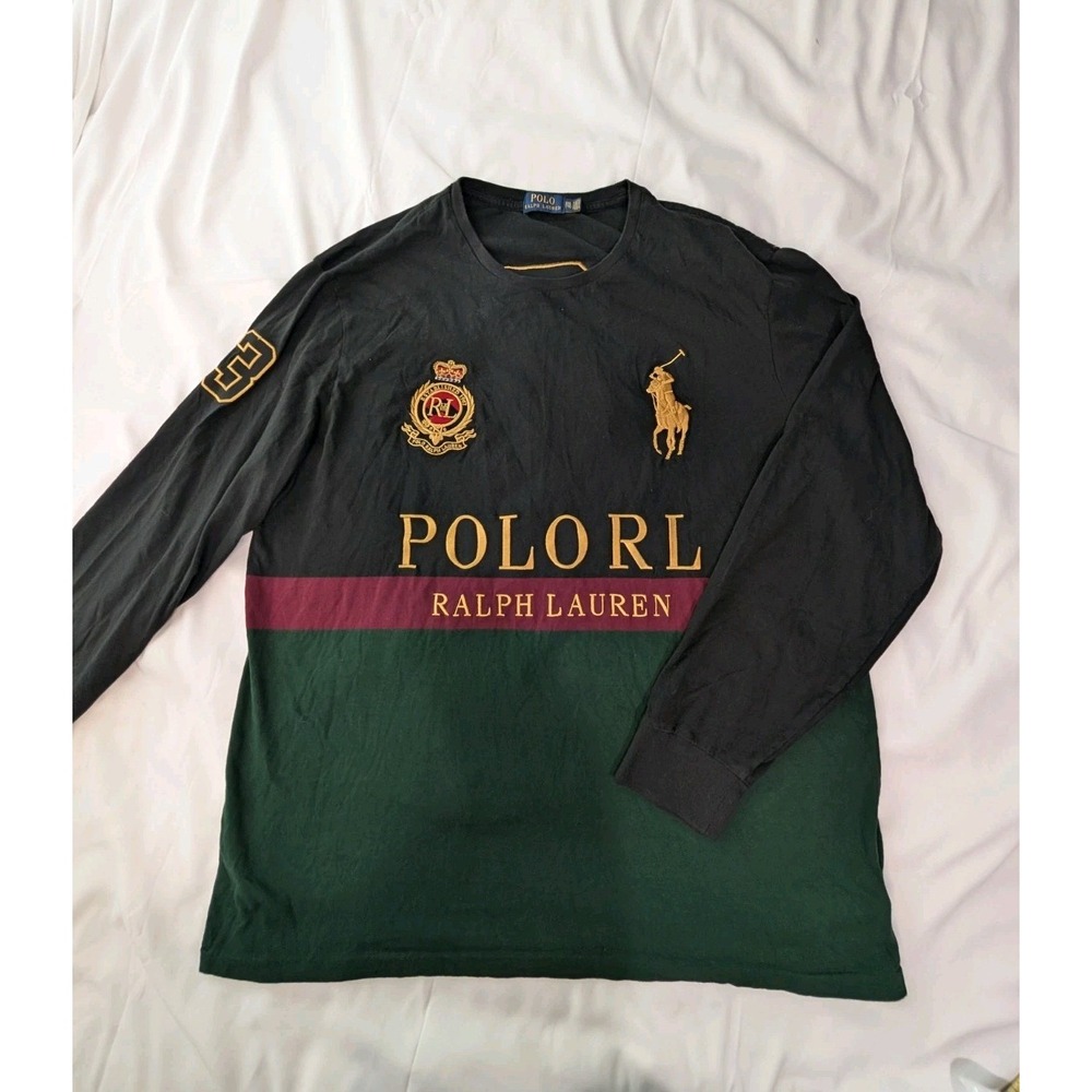 Polo Ralph Lauren Long Sleeve Rugby Style Mens Shirt Sz.XXL Embroidered Big Pony